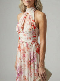 Halvara Women's Floral Maxi Sundress Halter Neck in Floral