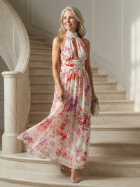 Halvara Women's Floral Maxi Sundress Halter Neck in Floral