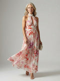 Halvara Women's Floral Maxi Sundress Halter Neck