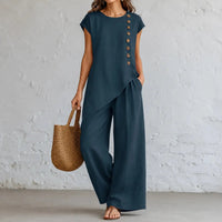 Halvine Women's Co-ord Set Wide-Leg Pants in Army Green