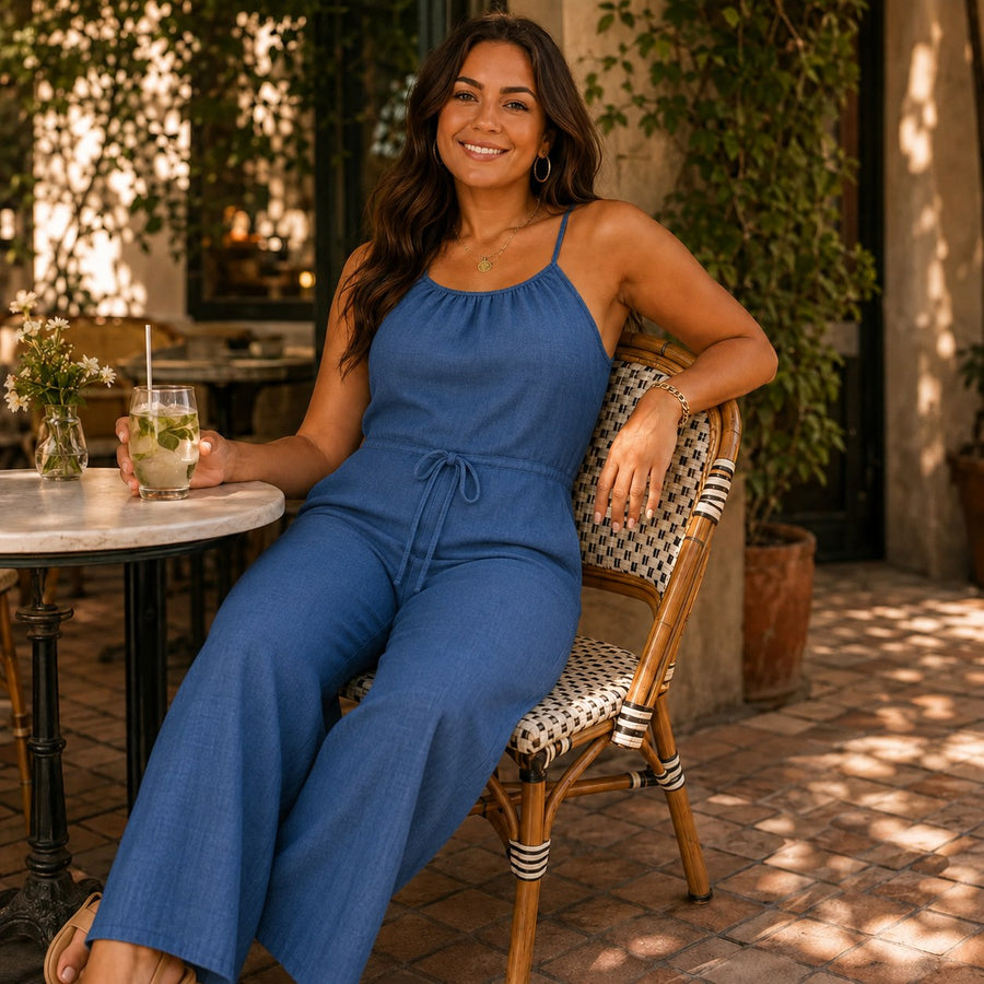 Halvine Women's Halter Wide-Leg Jumpsuit