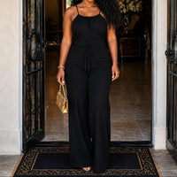 Halvine Women's Halter Wide-Leg Jumpsuit in Black