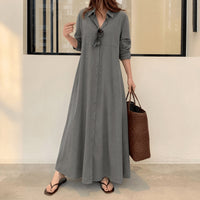 Halvine Women's Maxi Shirt Dress with Pockets in Sage