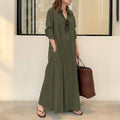 Halvine Women's Maxi Shirt Dress with Pockets