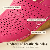 Halvine Women's Perforated Wedge Slingback Sandal in Pink