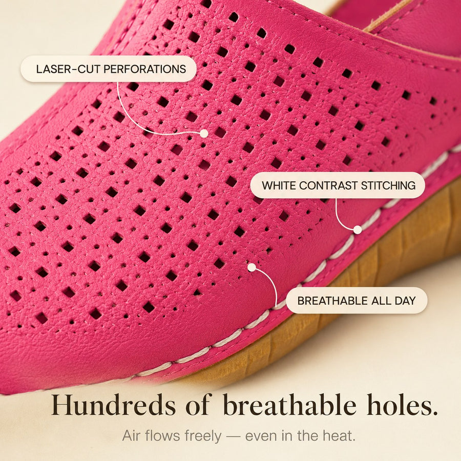 Halvine Women's Perforated Wedge Slingback Sandal in Pink