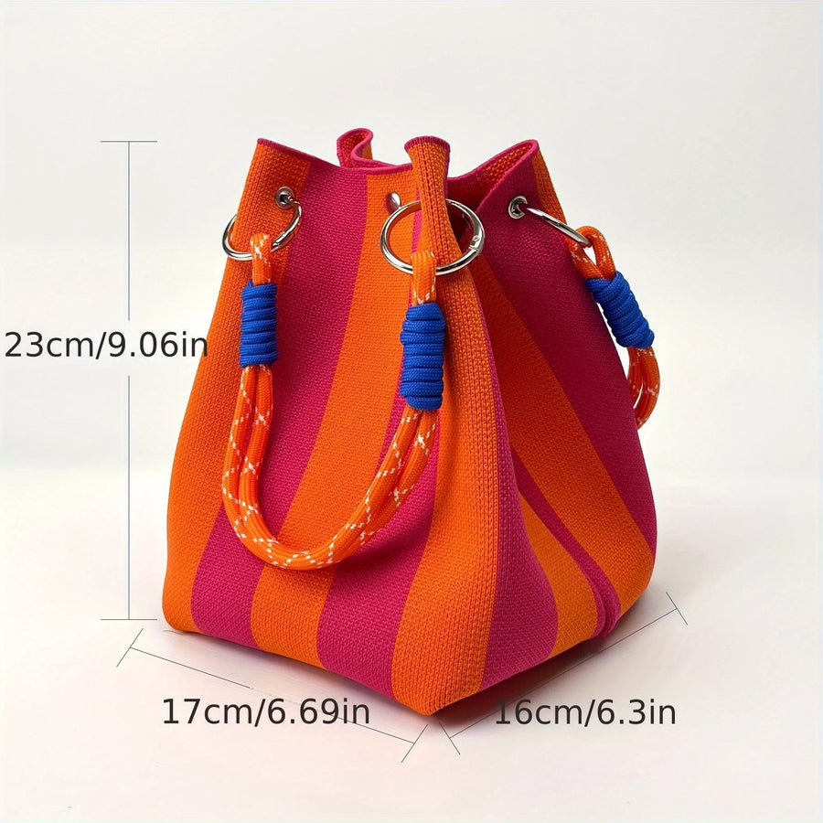 Hamden Mini Bucket Bag in Orange & Blue