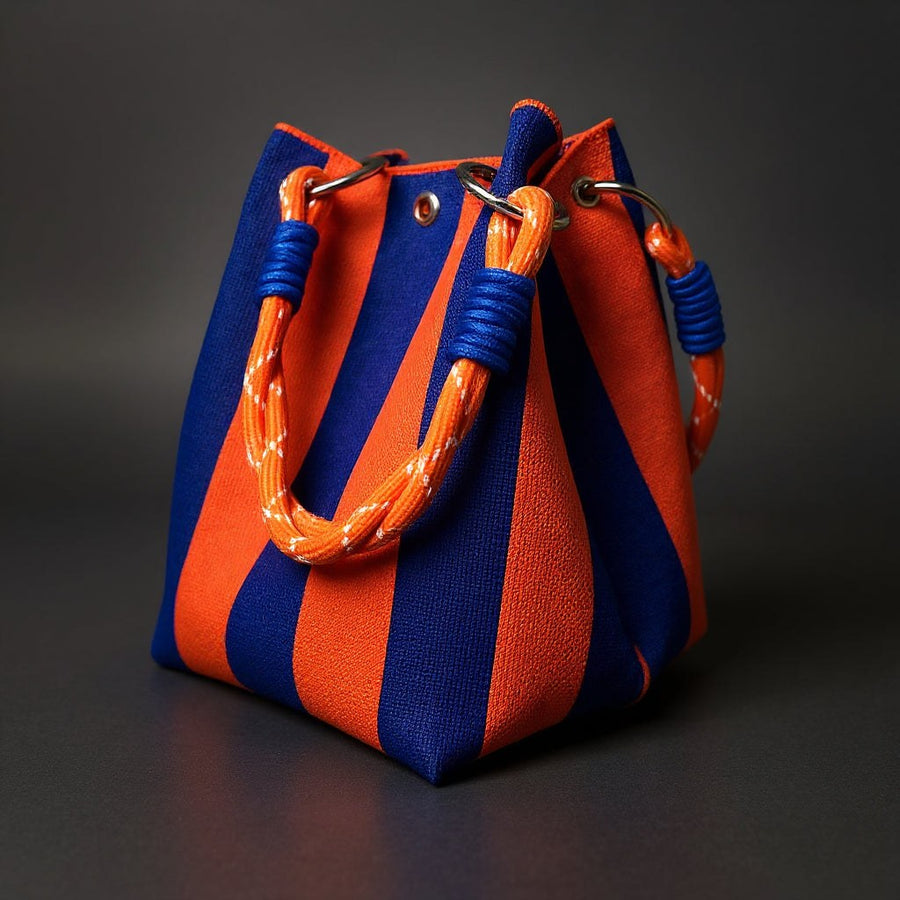 Hamden Mini Bucket Bag in Orange & Blue