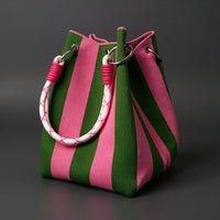 Hamden Mini Bucket Bag in Pink & Green