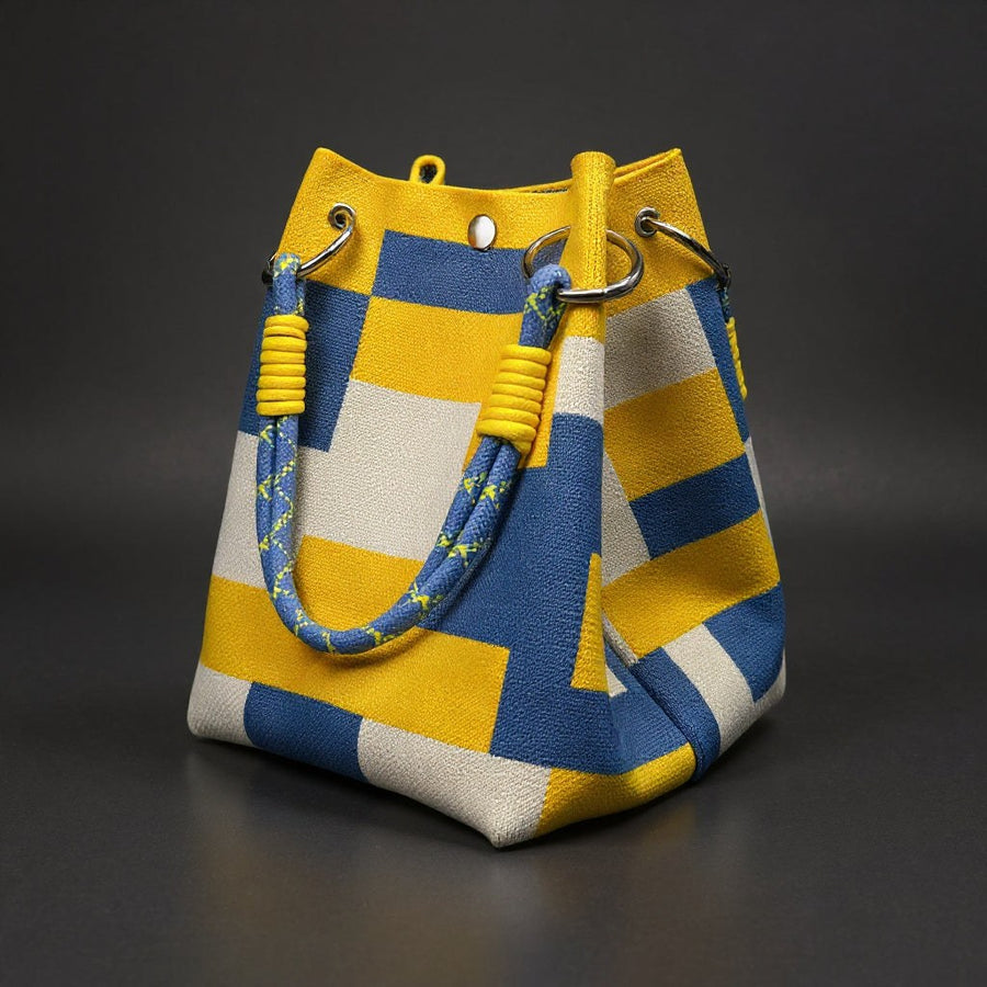 Hamden Mini Bucket Bag in Yellow & Blue