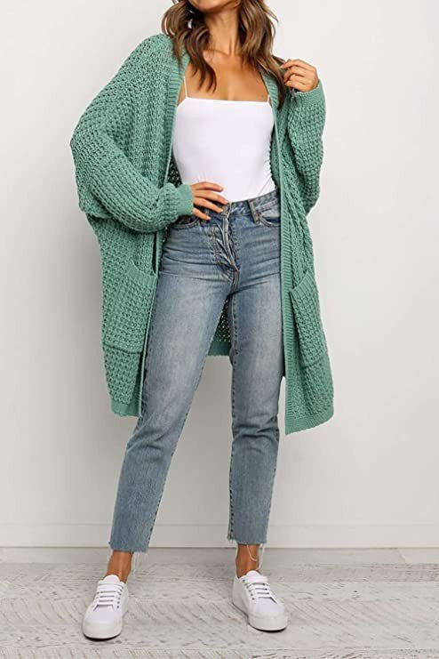 Hanna Knit Cardigan with Pockets in Green