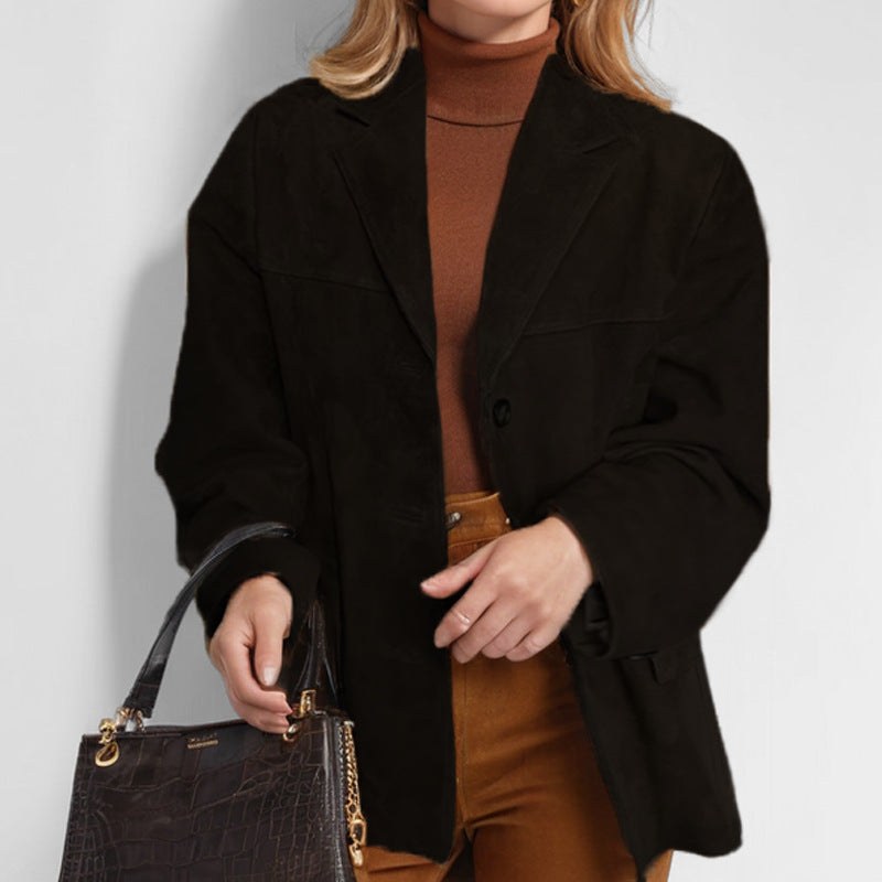 Hanna Leather Blazer in Black