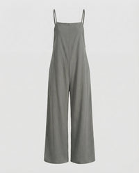 Hanna Linen Jumpsuit with Wide Leg in Grey