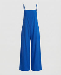Hanna Linen Jumpsuit with Wide Leg in White