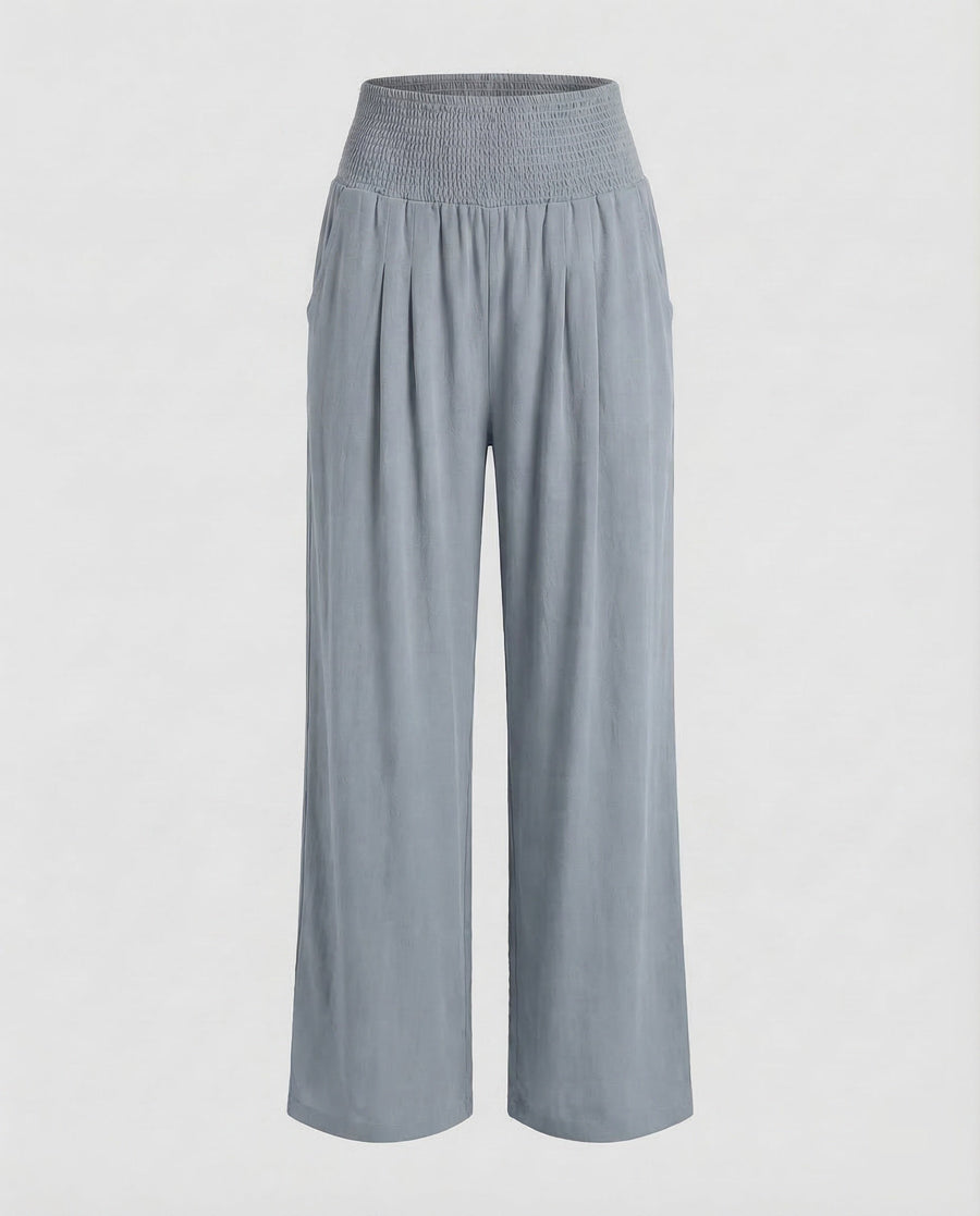 Hanna Linen Trousers in Light Grey