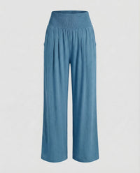 Hanna Linen Trousers in Pfauenblau
