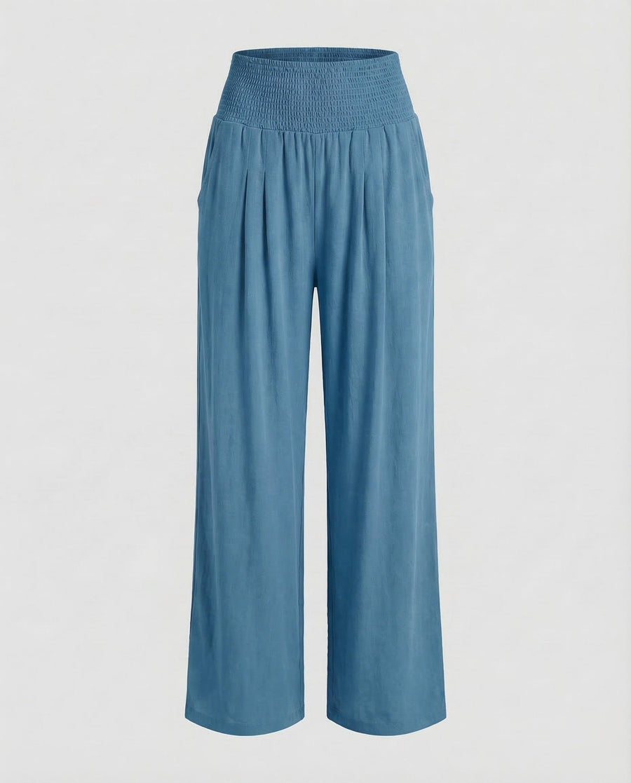 Hanna Linen Trousers in Pfauenblau