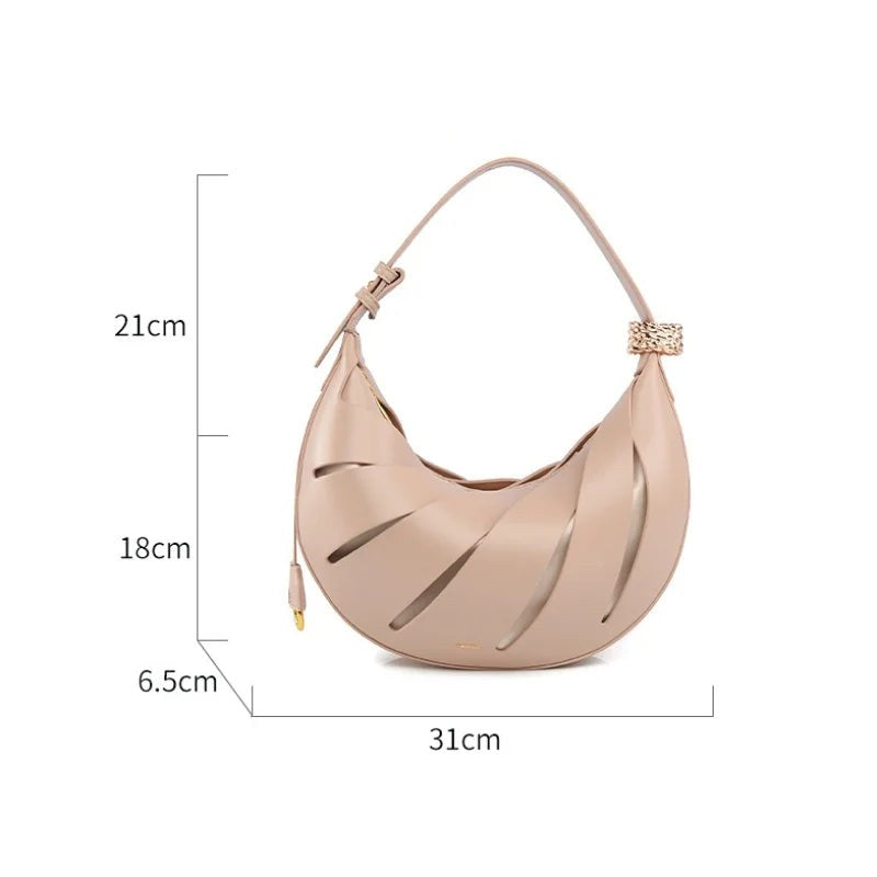 Hannah Crescent Bag in Biege