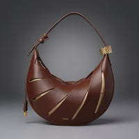 Hannah Crescent Bag in Mahogany