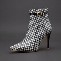 Hannah Houndstooth Ankle Boot in Charcoal