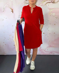 Hanne Elegant V-Neck Dress in Red