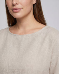 Harlow Casual Linen Top with Side Pockets and Pockets