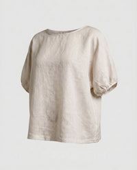 Harlow Casual Linen Top with Side Pockets and Pockets in Linen