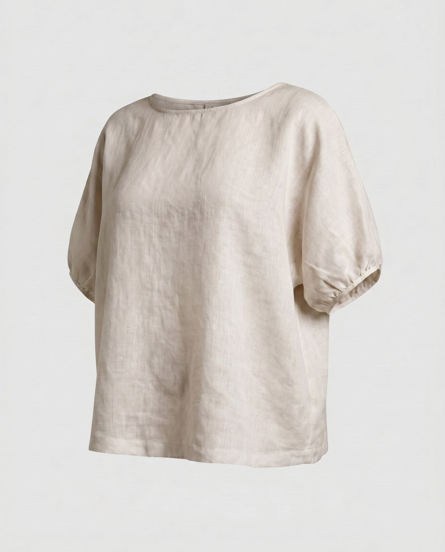 Harlow Casual Linen Top with Side Pockets and Pockets in Linen