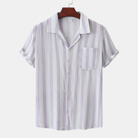 Harlow Elegant Shirt with Short Sleeve and Chest Pocket in Pink