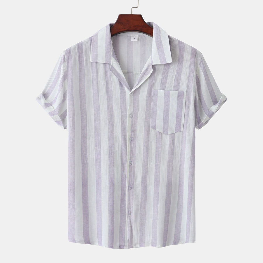 Harlow Elegant Shirt with Short Sleeve and Chest Pocket in Pink