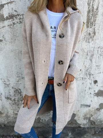 Harlow Knit Cardigan with Pockets and Hood in Light Grey