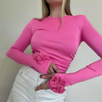 Harlow Shirt with Long Sleeve and Ruffles in Light Pink