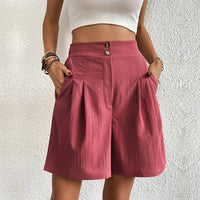 Harlow Women's High Waist Wide Leg Shorts Pleated Casual in Pink