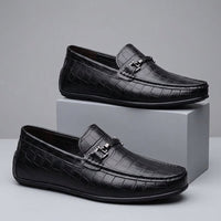 Harrington Croc Embossed Loafer in Jet Black