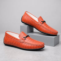 Harrington Croc Embossed Loafer in Neon Orange