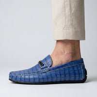 Harrington Croc Embossed Loafer in Royal Blue