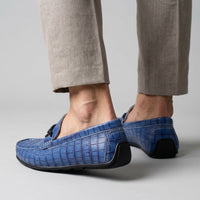 Harrington Croc Embossed Loafer in Royal Blue