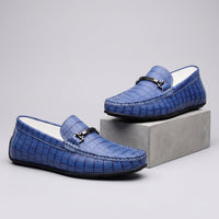 Harrington Croc Embossed Loafer in Royal Blue