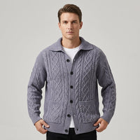 Harwick Cable Knit Cardigan in Slate Gray