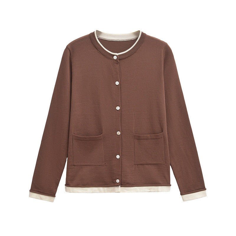 Hazel Comfortable Knit Cardigan with Pockets in Farbige