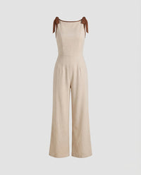Hazel Jumpsuit with Wide Leg in Light Khaki