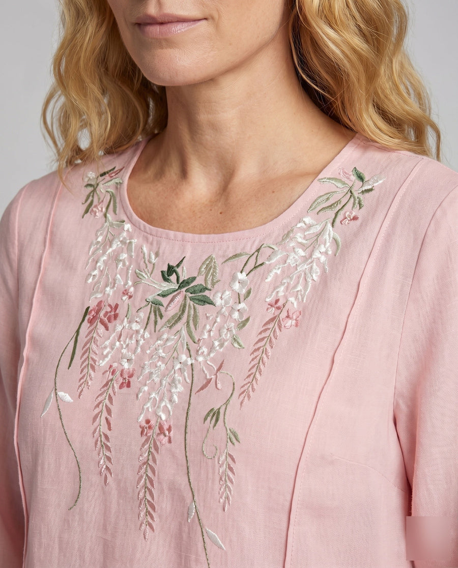 Hazel Linen Blouse with Embroidery