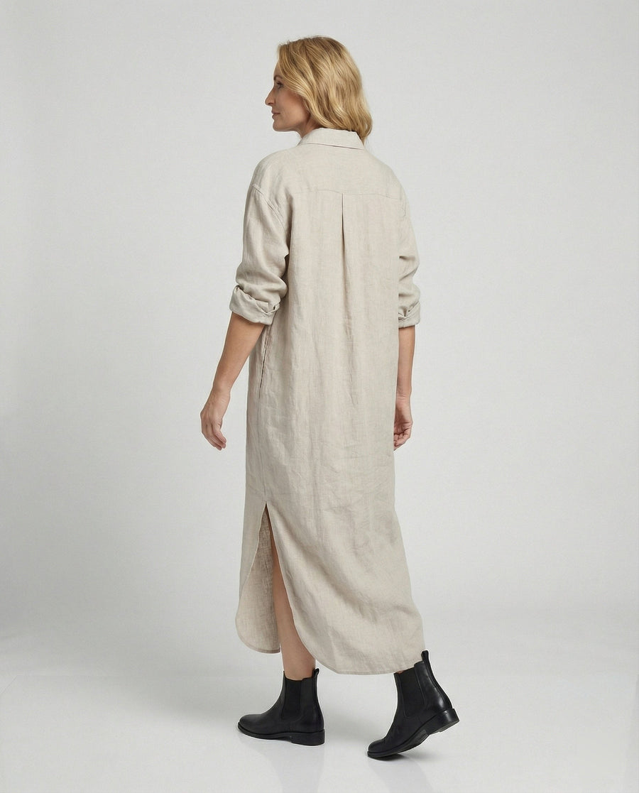 Hazel Linen Dress in Navy