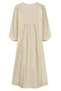 Hazel Women's V-Neck Long Sleeve Midi Dress Loose Fit in White