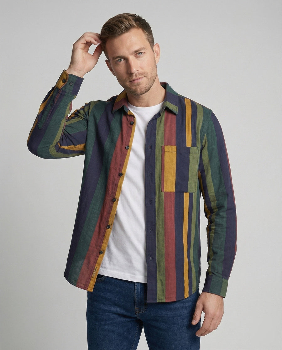Hector Casual Linen Blend Shirt with Striped