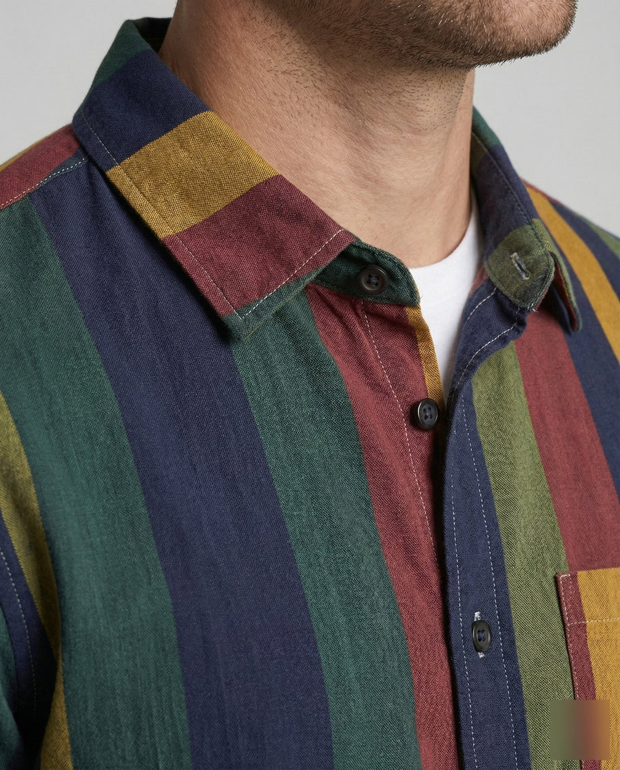Hector Casual Linen Blend Shirt with Striped