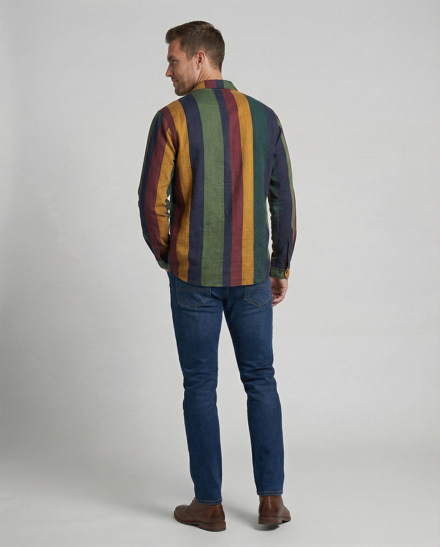 Hector Casual Linen Blend Shirt with Striped