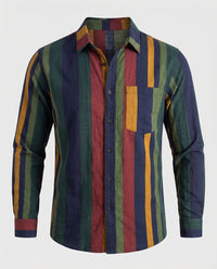 Hector Casual Linen Blend Shirt with Striped in Gruen
