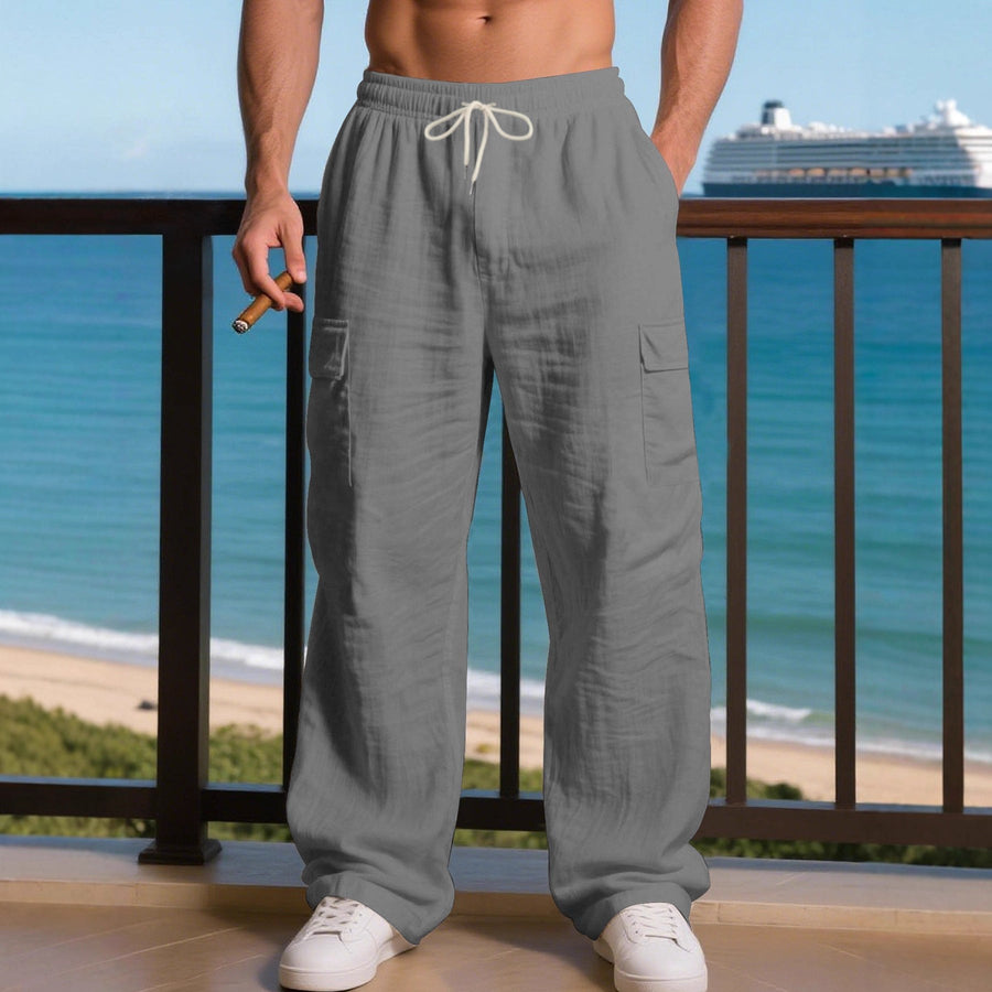 Hector Linen Trousers with Drawstring Waist and Pockets