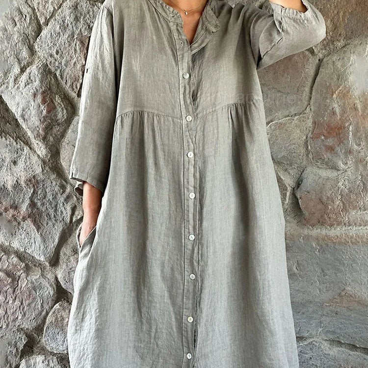 Hedia Elegant Midi Dress in Gray